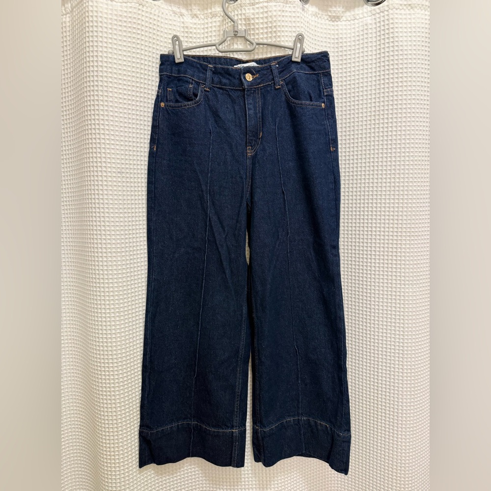 Zara Dark Indigo Wide Leg Jeans
